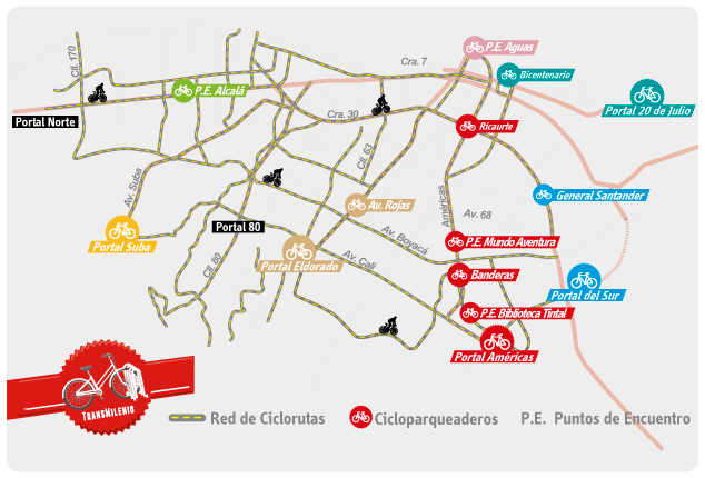 Mapa Cicloparqueaderos TransMilenio