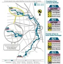  La ruta  urbana 621 extiende su recorrido en el sector de Bachué  pasando por la Cl 90, KR 76, AC 75