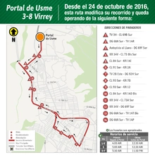 Ruta 3-8 Virrey modifica su recorrido en el paradero número  5 al  6 sin afectar  ningun  paradero posterior