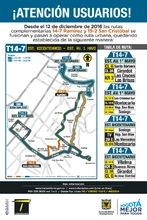 Desde el 12 de diciembre de 2016 las rutas complementarias 14-7 Ramírez y 15- 2  San Cristóbal  se fusionan y pasan a operar como ruta urbana.