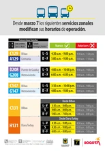 Desde el 7 de marzo algunos servicios zonales modifican sus horarios de operación